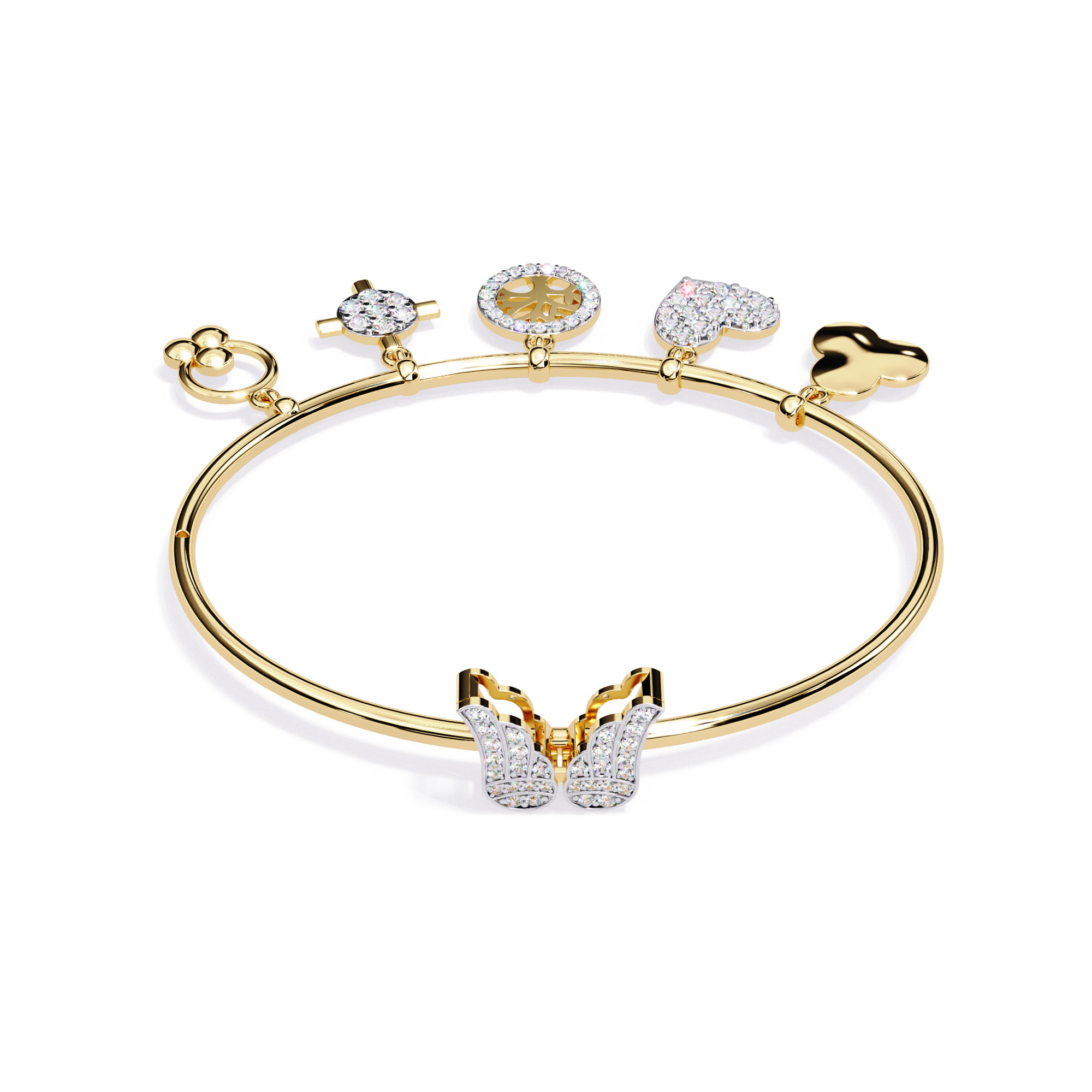 Diamond butterfly Bracelet animation renders 3dm stl details 3D print model_1
