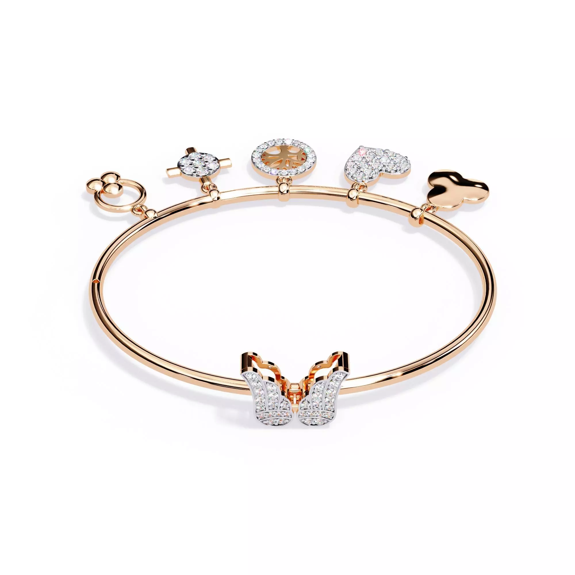 Diamond butterfly Bracelet animation renders 3dm stl details 3D print model_0