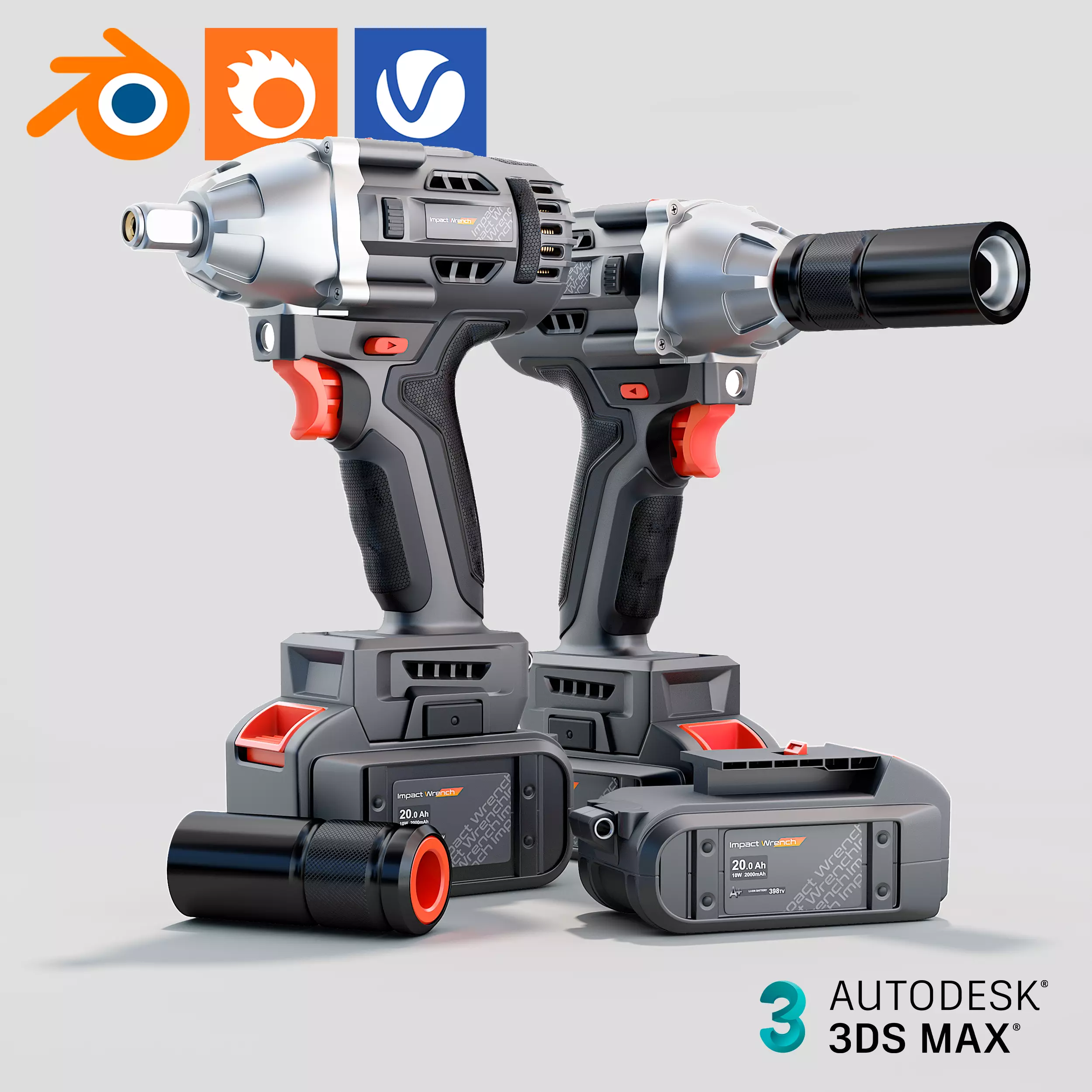 Battery-powered Impact Wrench W1 3D model