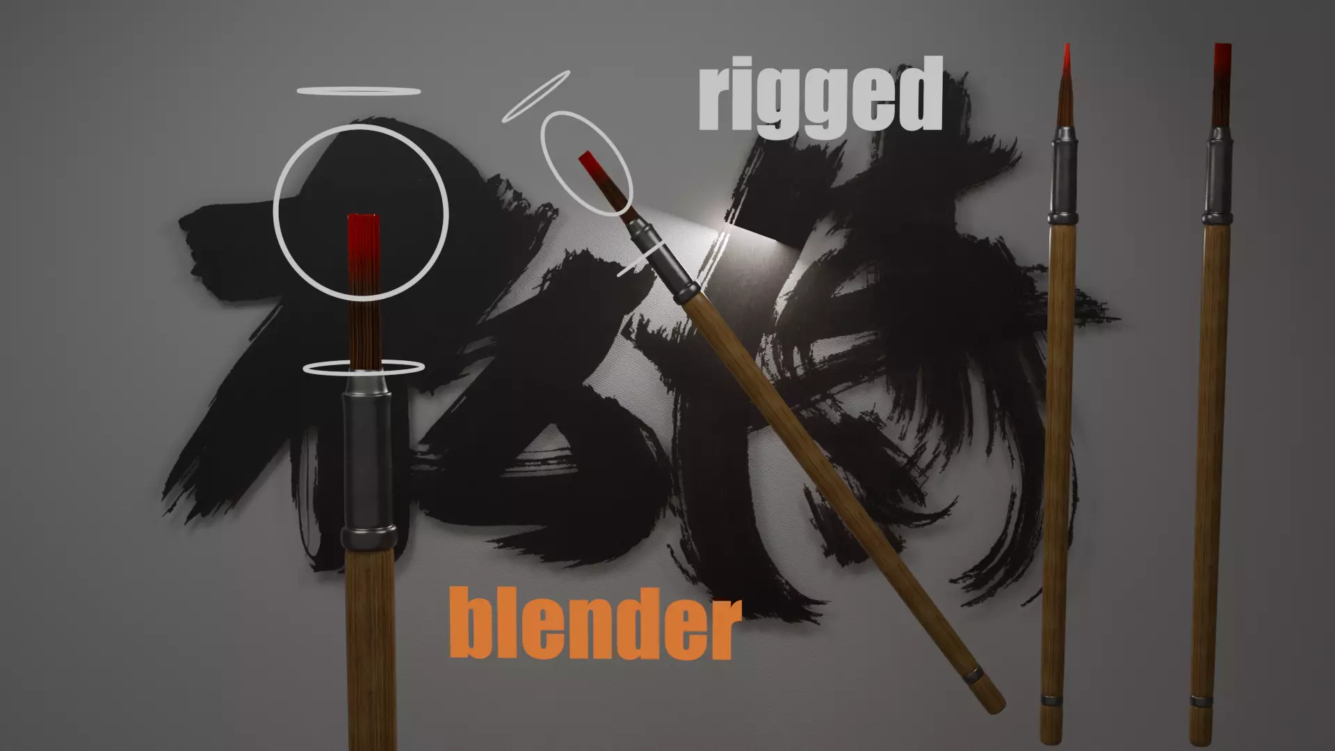 japan brush Low-poly 3D model