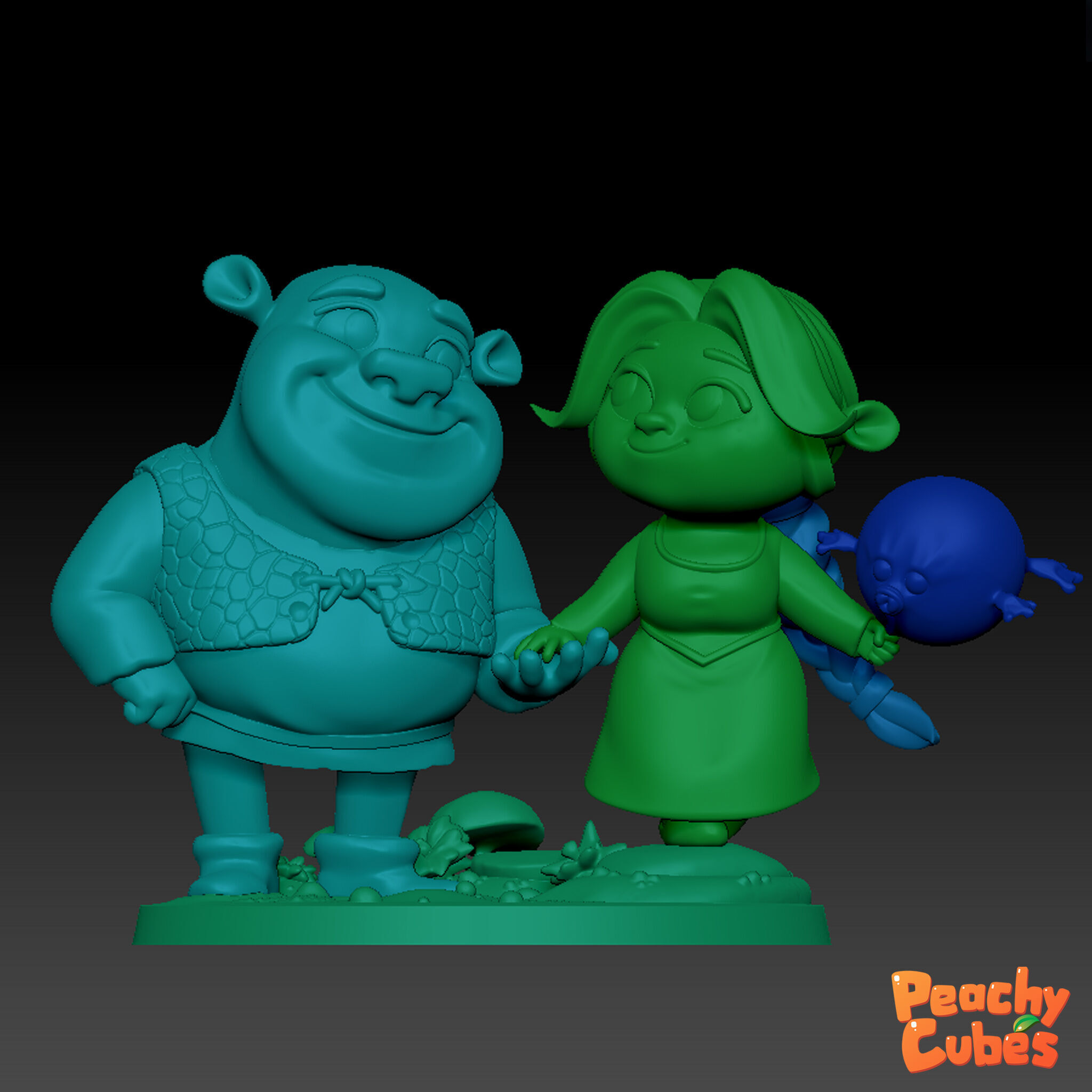Shrek and Fiona 3D print model_2