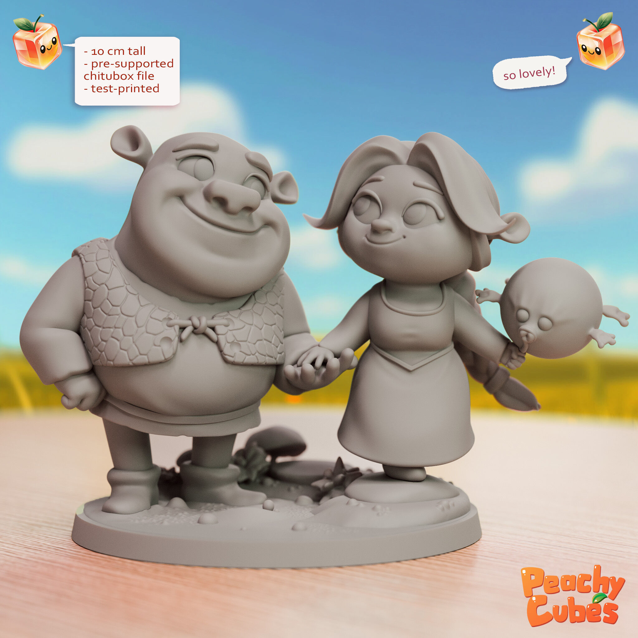 Shrek and Fiona 3D print model_1