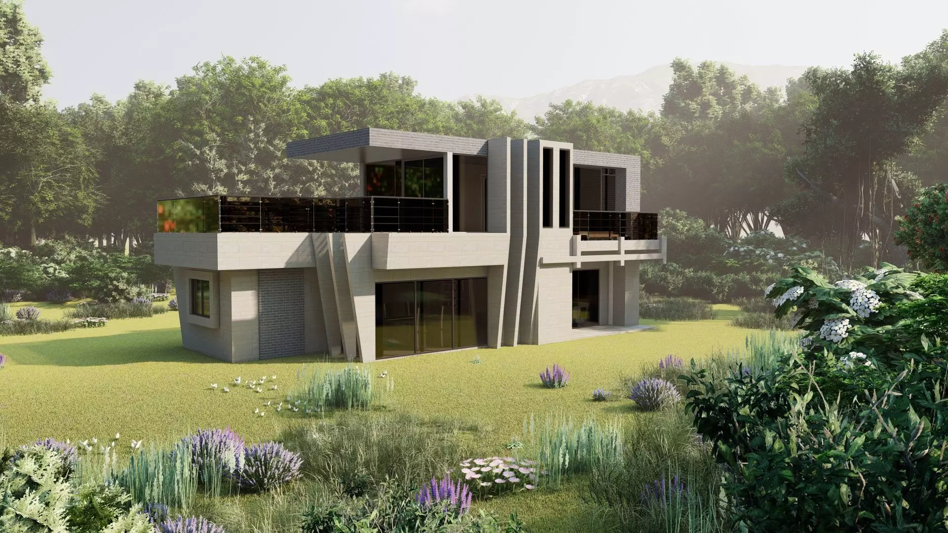 Casa Scene-villa-modern house 3D model_0