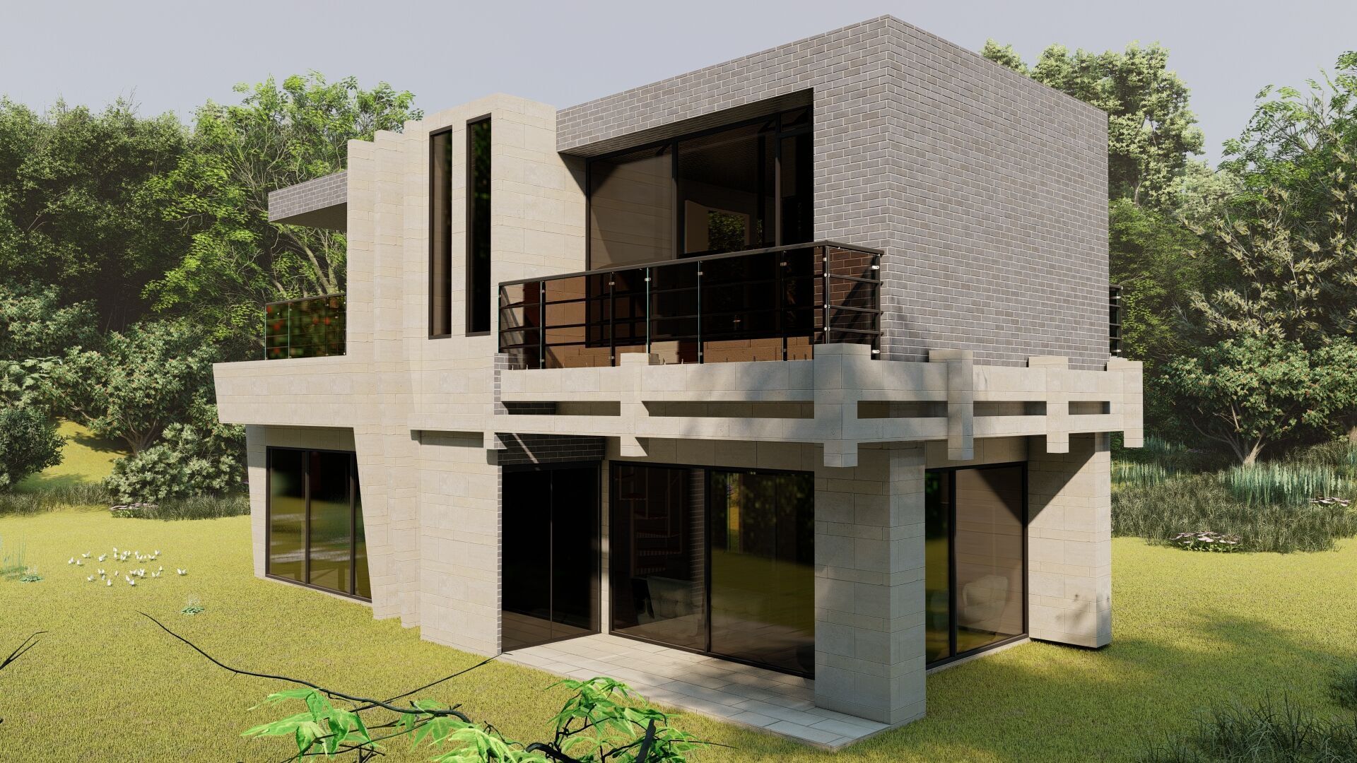 Casa Scene-villa-modern house 3D model_1