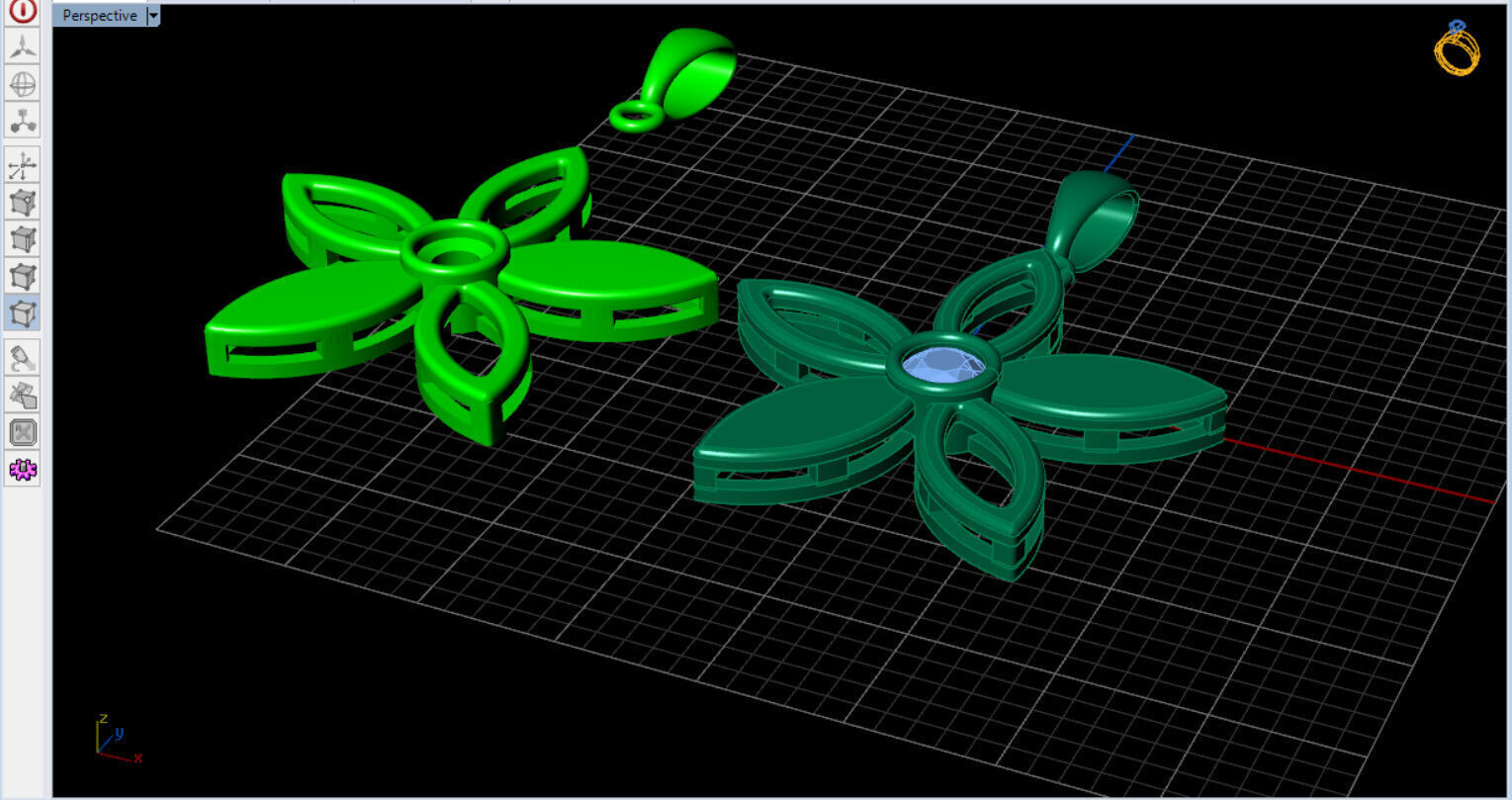 cute flower pendant with a diamond with bezel setting  3D print model_19