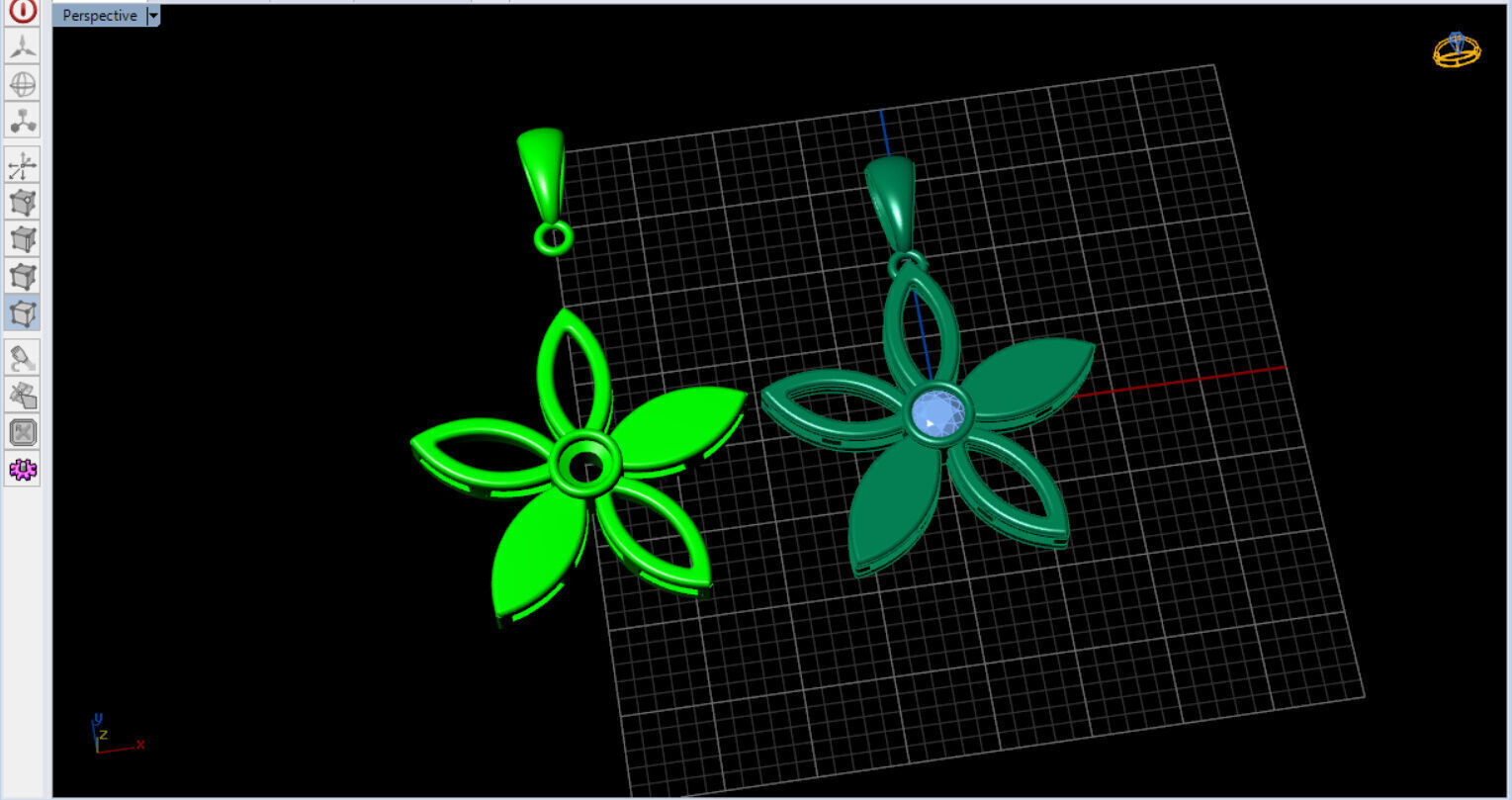cute flower pendant with a diamond with bezel setting  3D print model_17