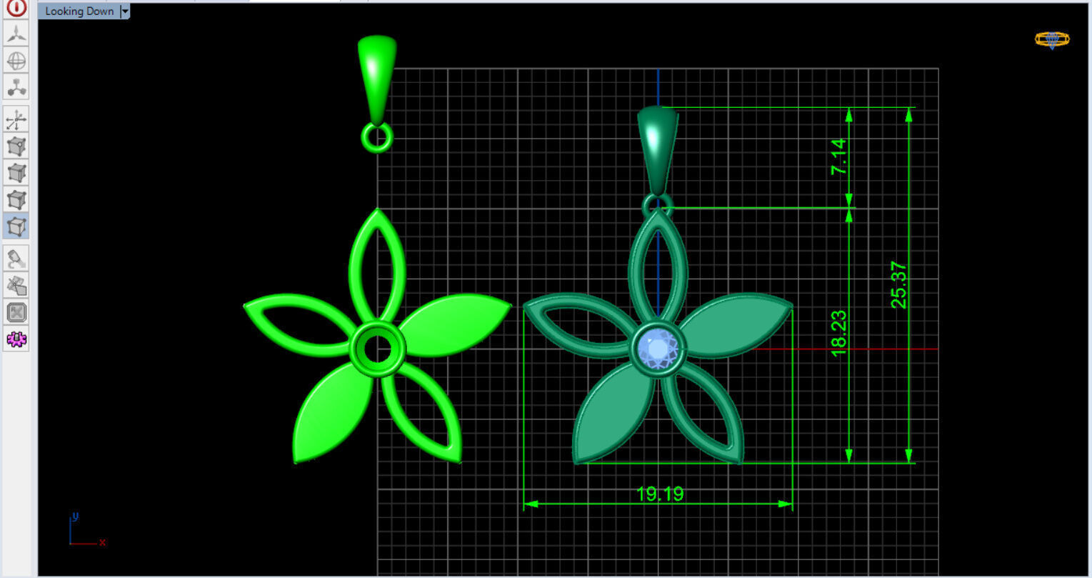 cute flower pendant with a diamond with bezel setting  3D print model_4