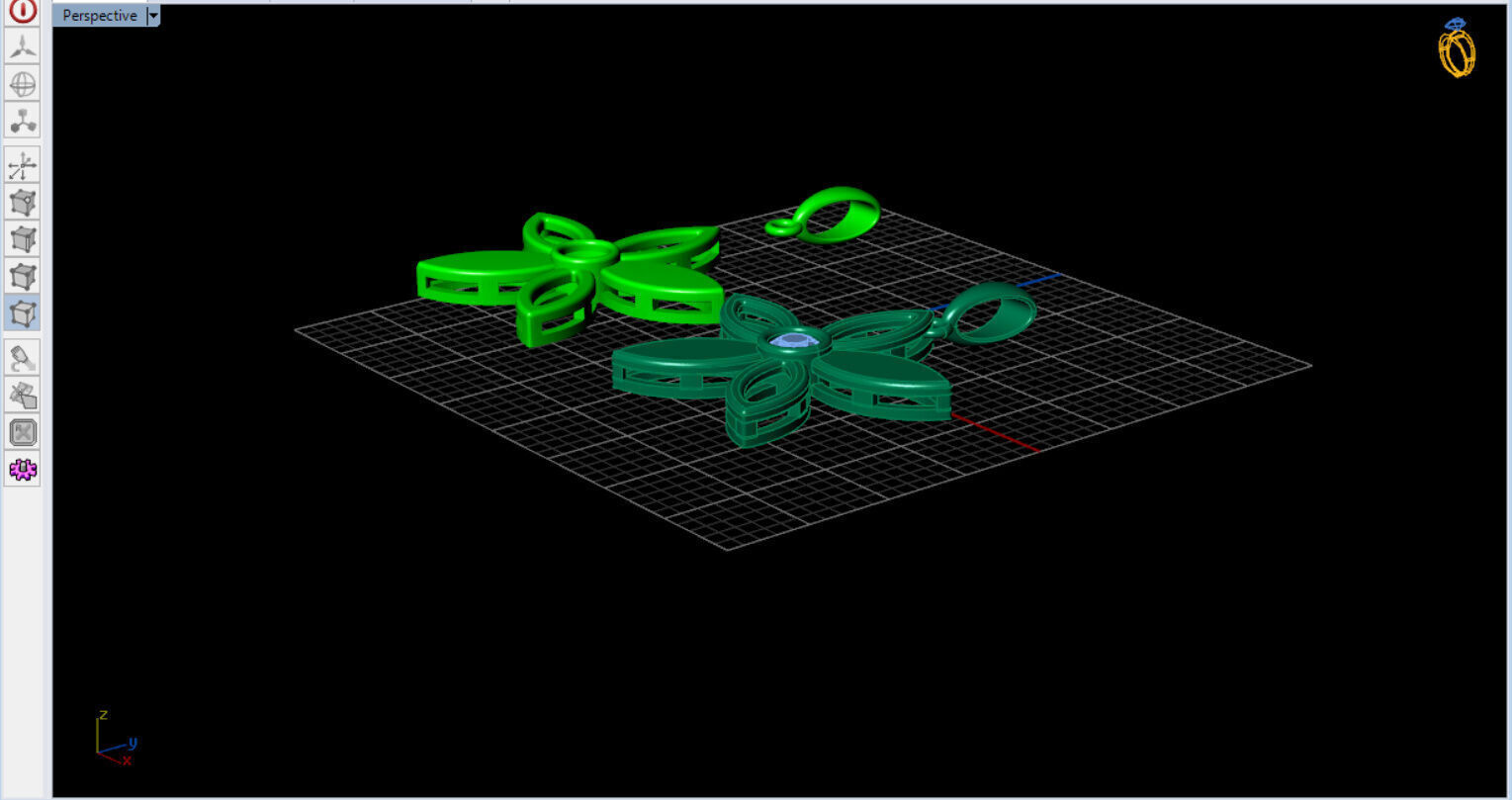 cute flower pendant with a diamond with bezel setting  3D print model_20