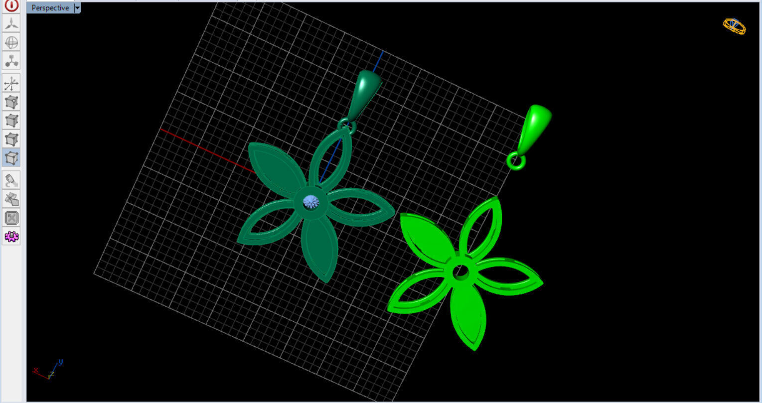 cute flower pendant with a diamond with bezel setting  3D print model_29