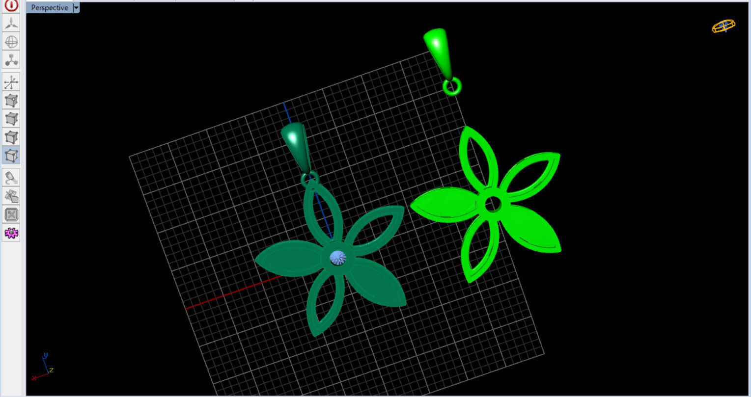 cute flower pendant with a diamond with bezel setting  3D print model_33