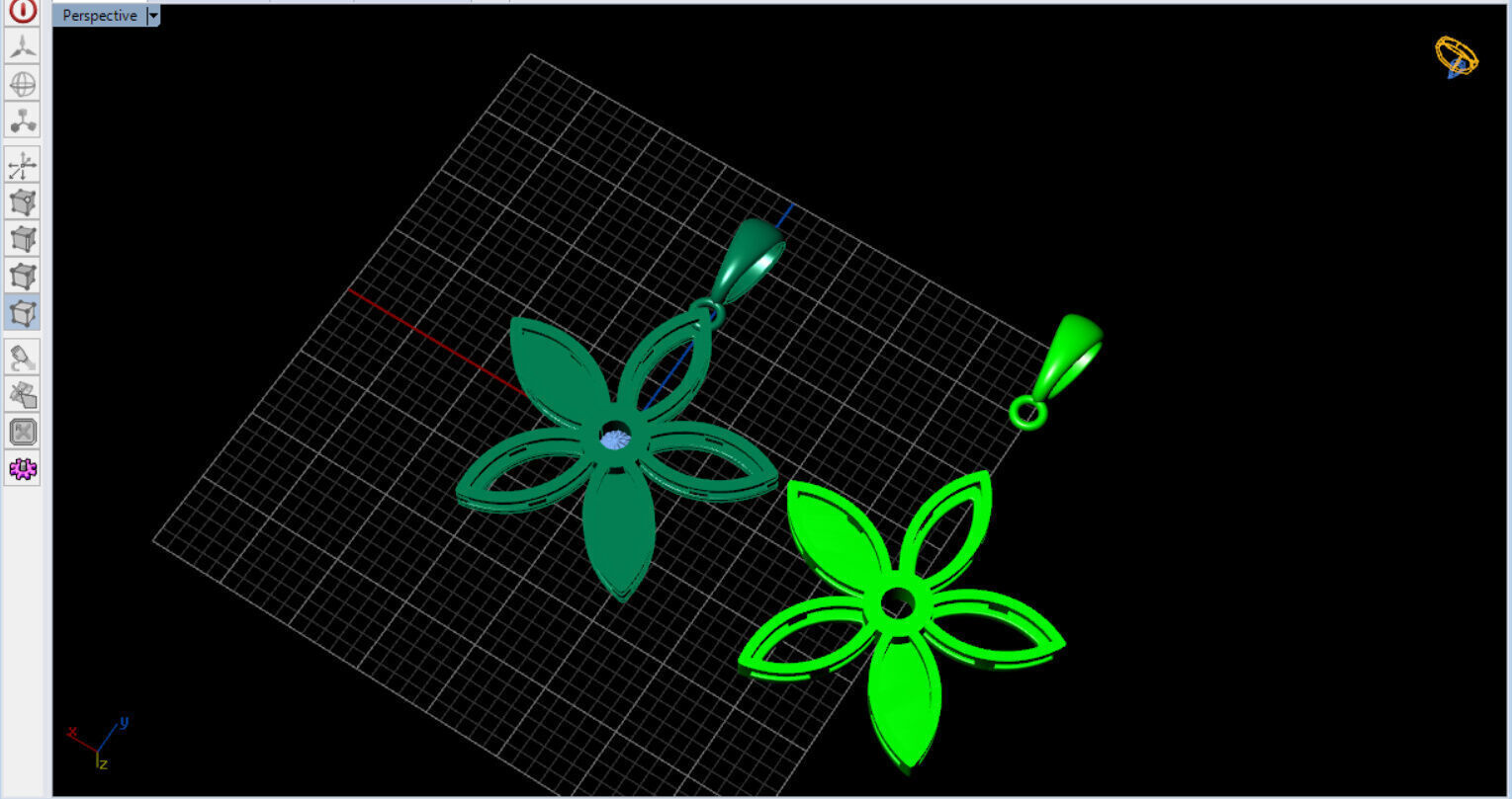 cute flower pendant with a diamond with bezel setting  3D print model_36