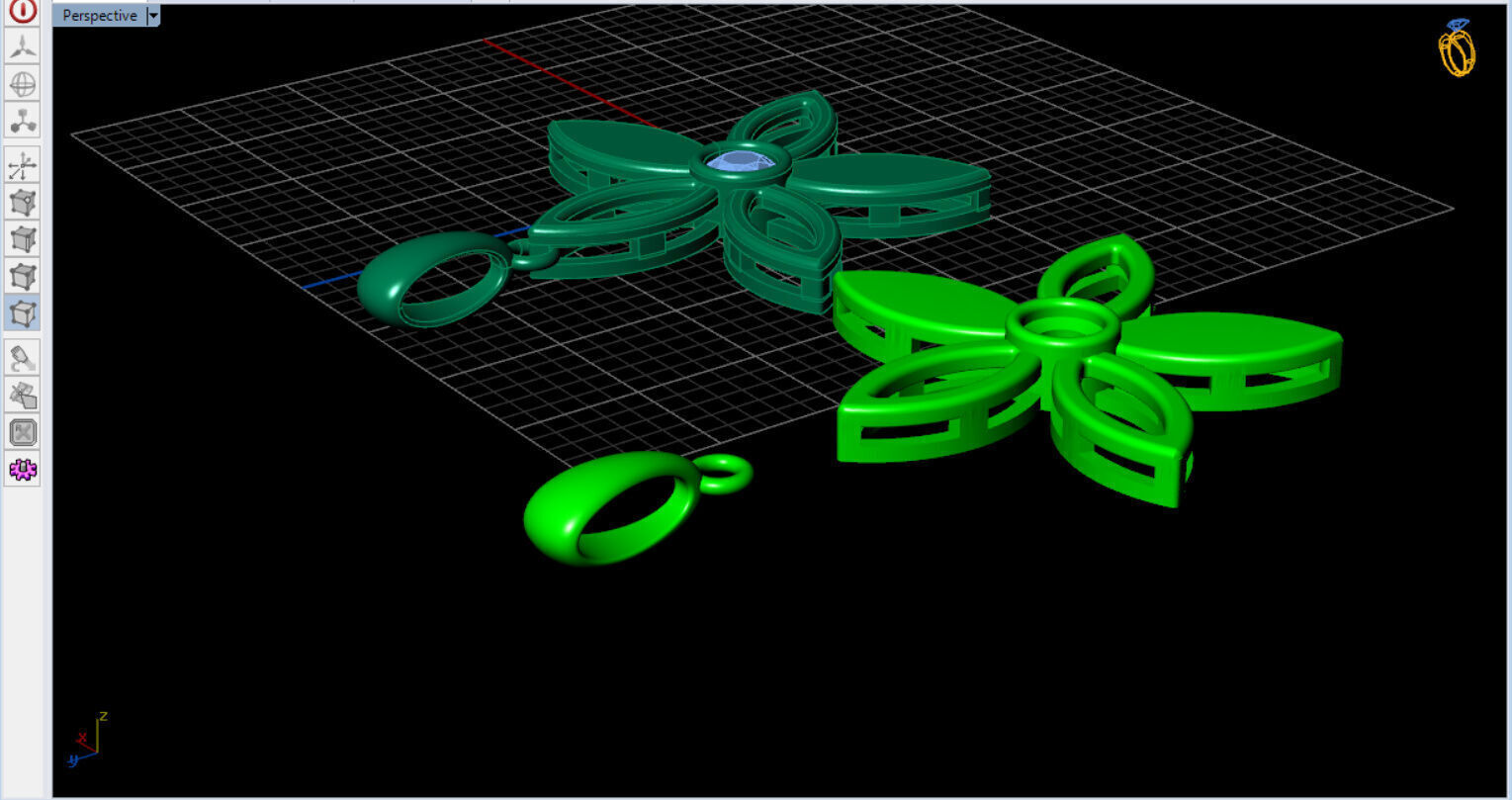 cute flower pendant with a diamond with bezel setting  3D print model_11