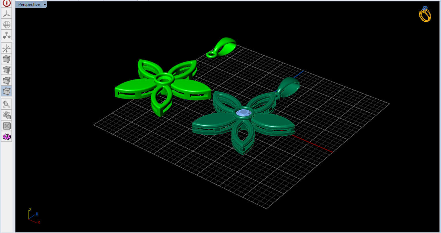 cute flower pendant with a diamond with bezel setting  3D print model_22