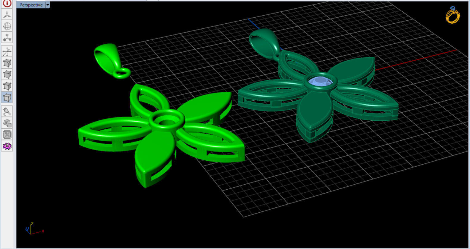 cute flower pendant with a diamond with bezel setting  3D print model_14