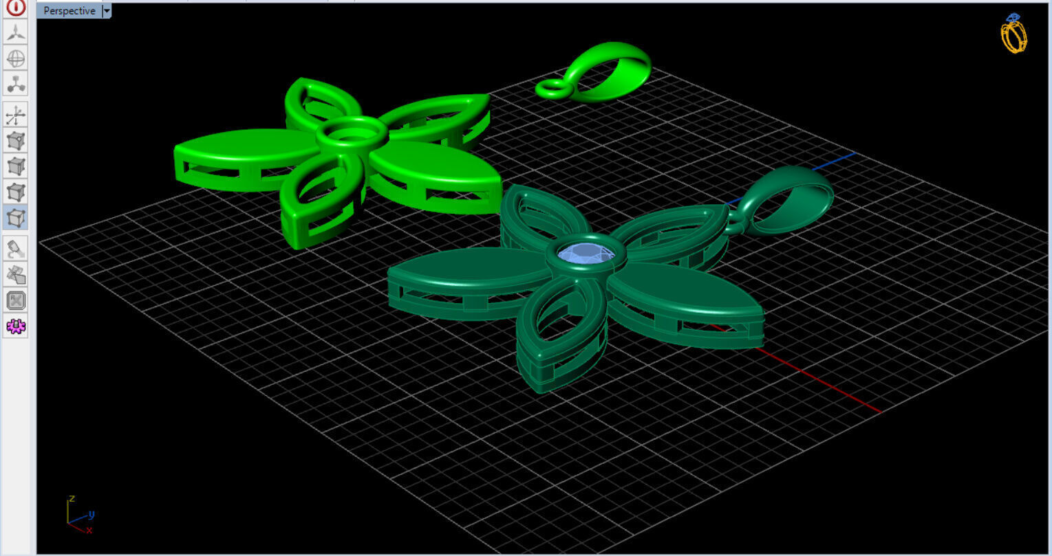 cute flower pendant with a diamond with bezel setting  3D print model_21