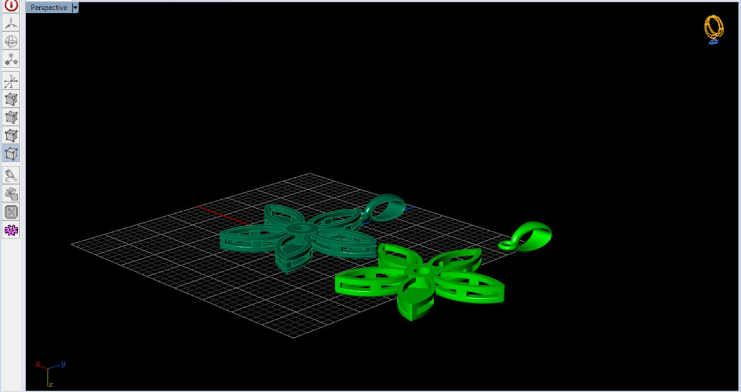 cute flower pendant with a diamond with bezel setting  3D print model_31