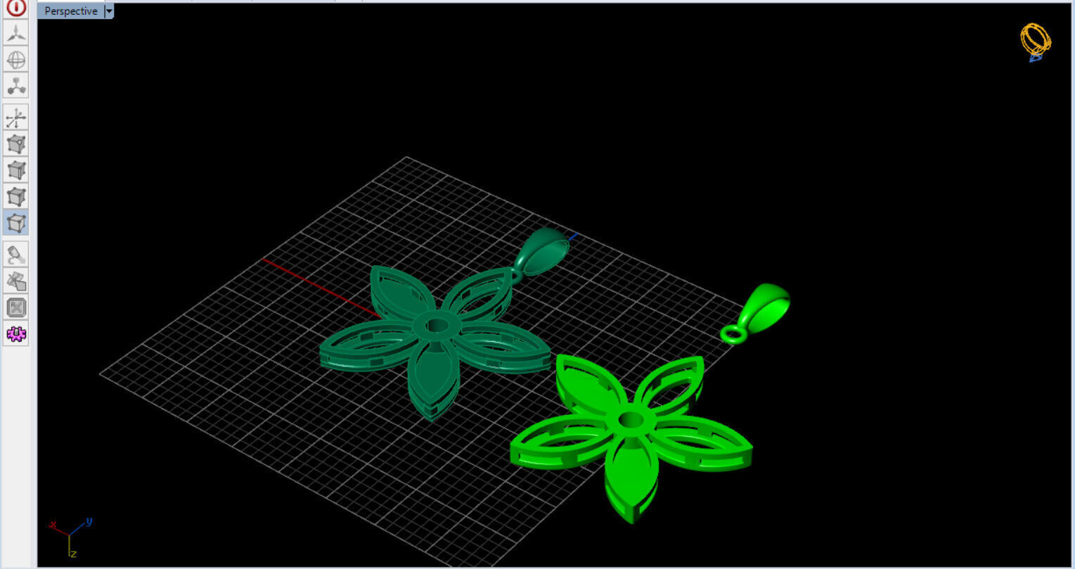 cute flower pendant with a diamond with bezel setting  3D print model_30