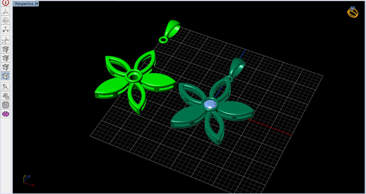 cute flower pendant with a diamond with bezel setting  3D print model_8