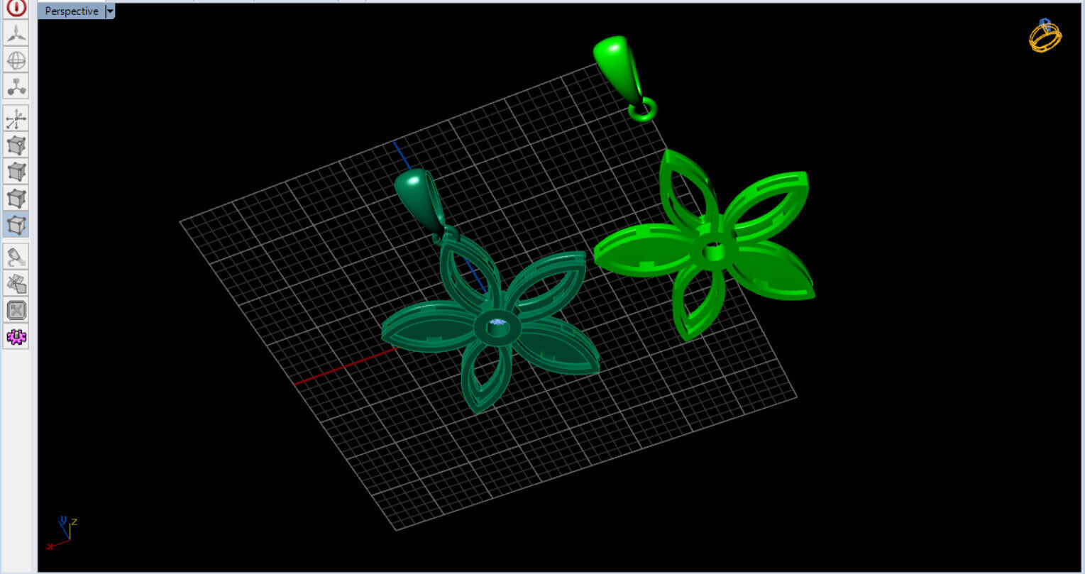 cute flower pendant with a diamond with bezel setting  3D print model_35