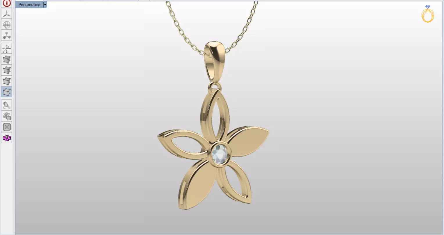 cute flower pendant with a diamond with bezel setting  3D print model_0