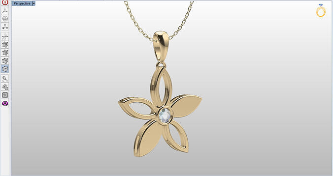 cute flower pendant with a diamond with bezel setting  3D print model