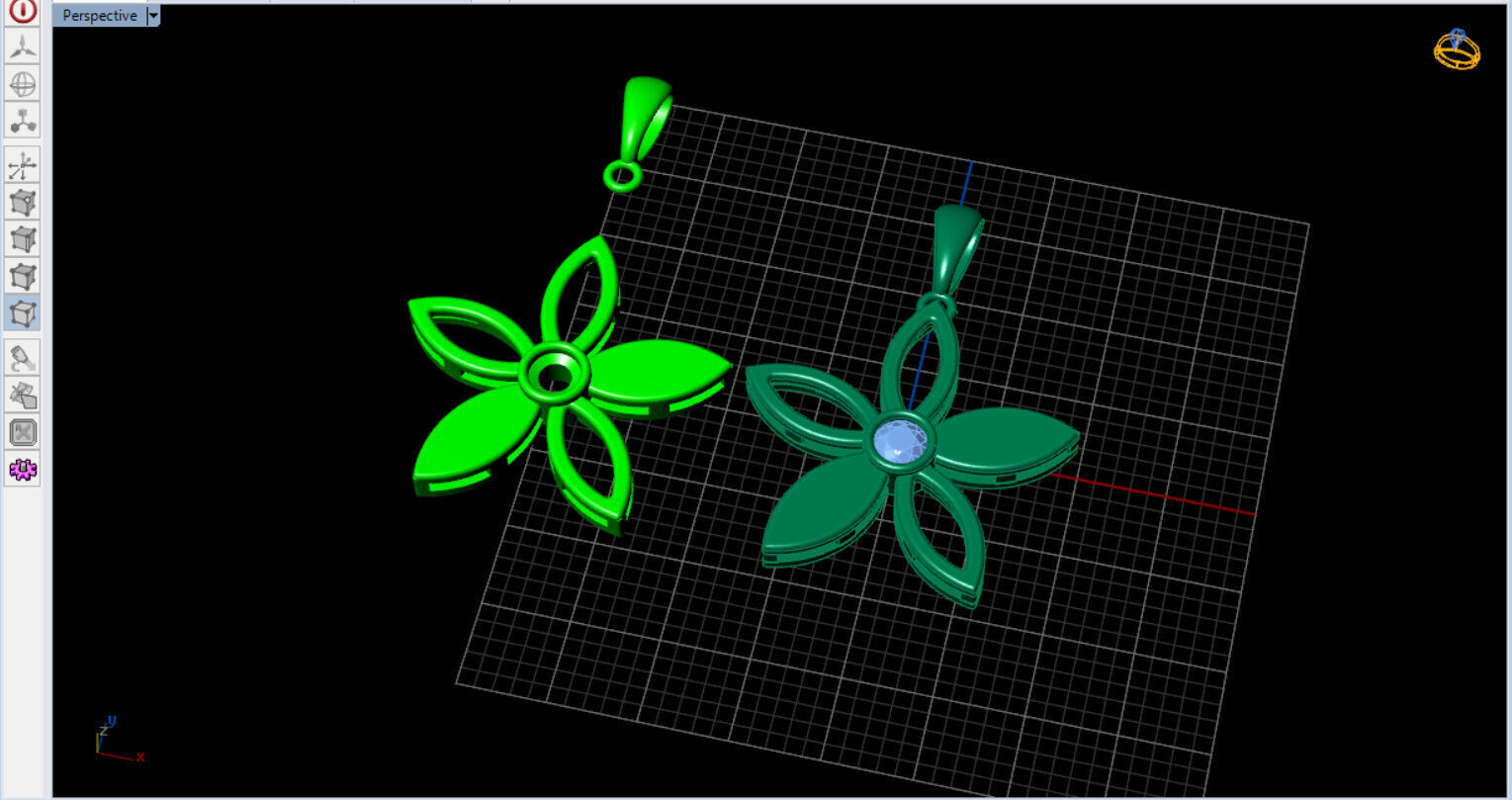 cute flower pendant with a diamond with bezel setting  3D print model_15