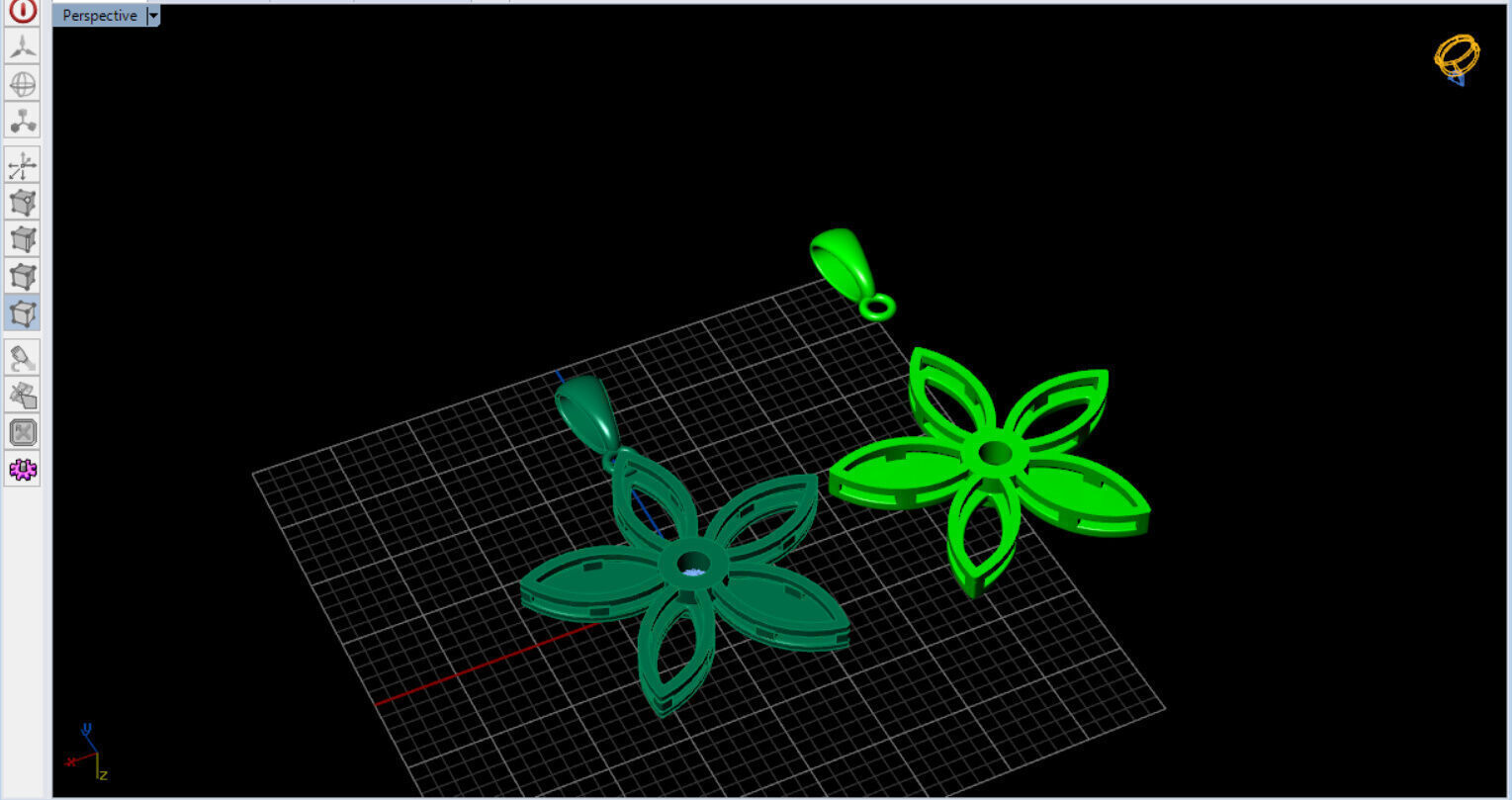 cute flower pendant with a diamond with bezel setting  3D print model_34