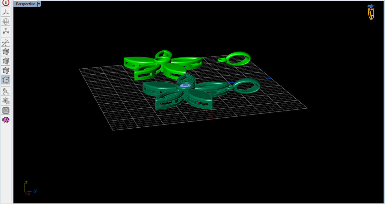 cute flower pendant with a diamond with bezel setting  3D print model_24