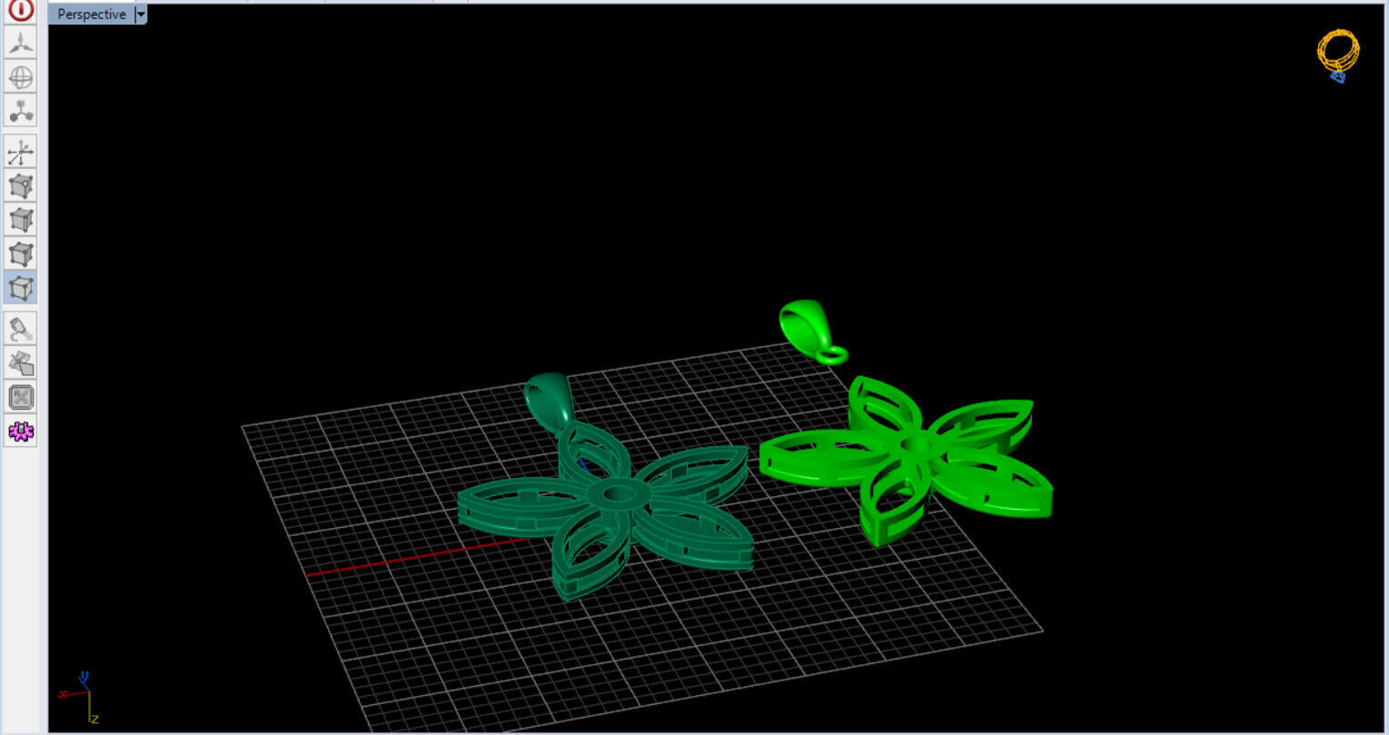 cute flower pendant with a diamond with bezel setting  3D print model_28