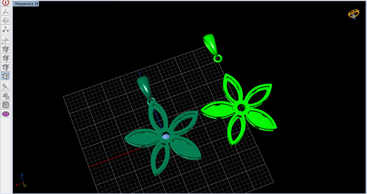 cute flower pendant with a diamond with bezel setting  3D print model_32