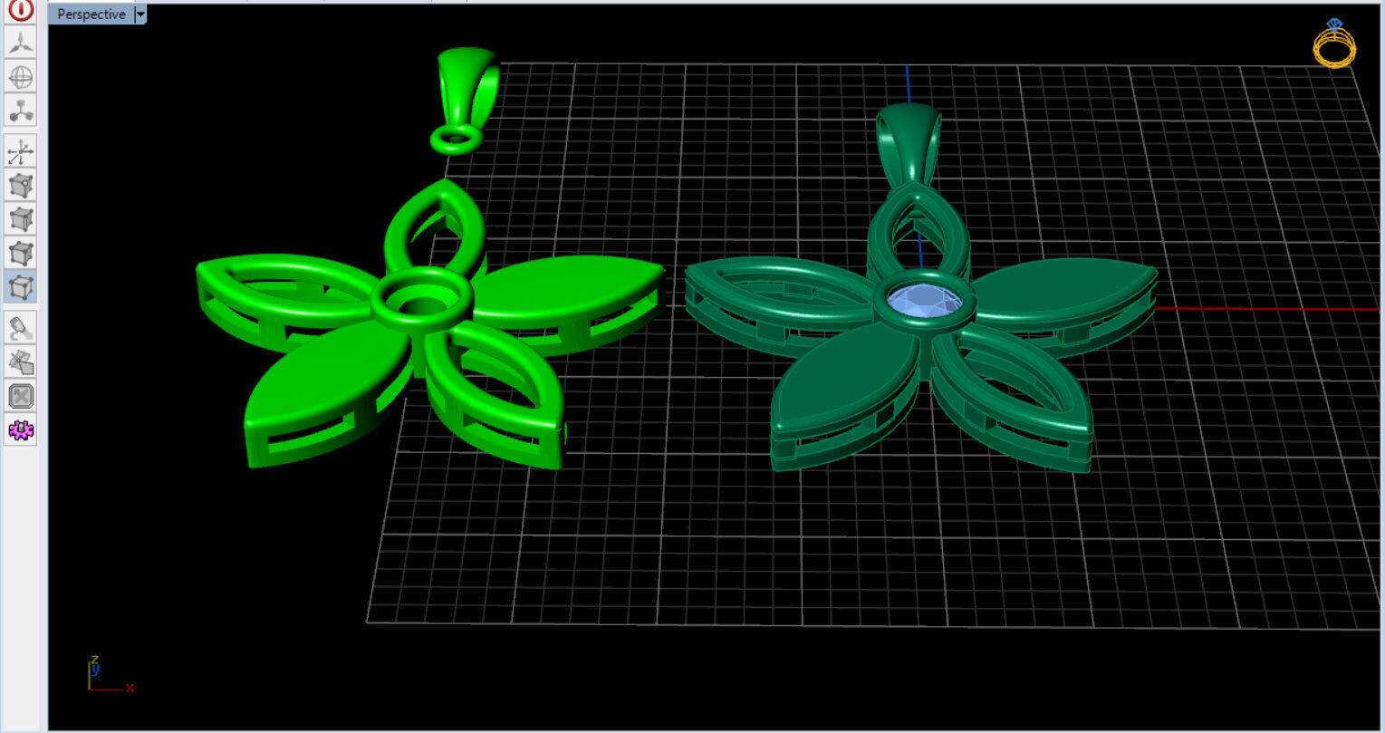 cute flower pendant with a diamond with bezel setting  3D print model_13