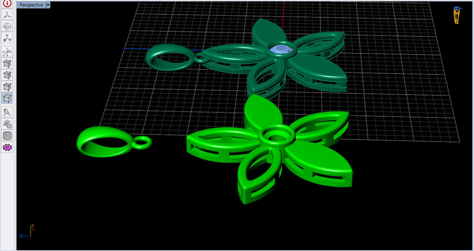 cute flower pendant with a diamond with bezel setting  3D print model_9