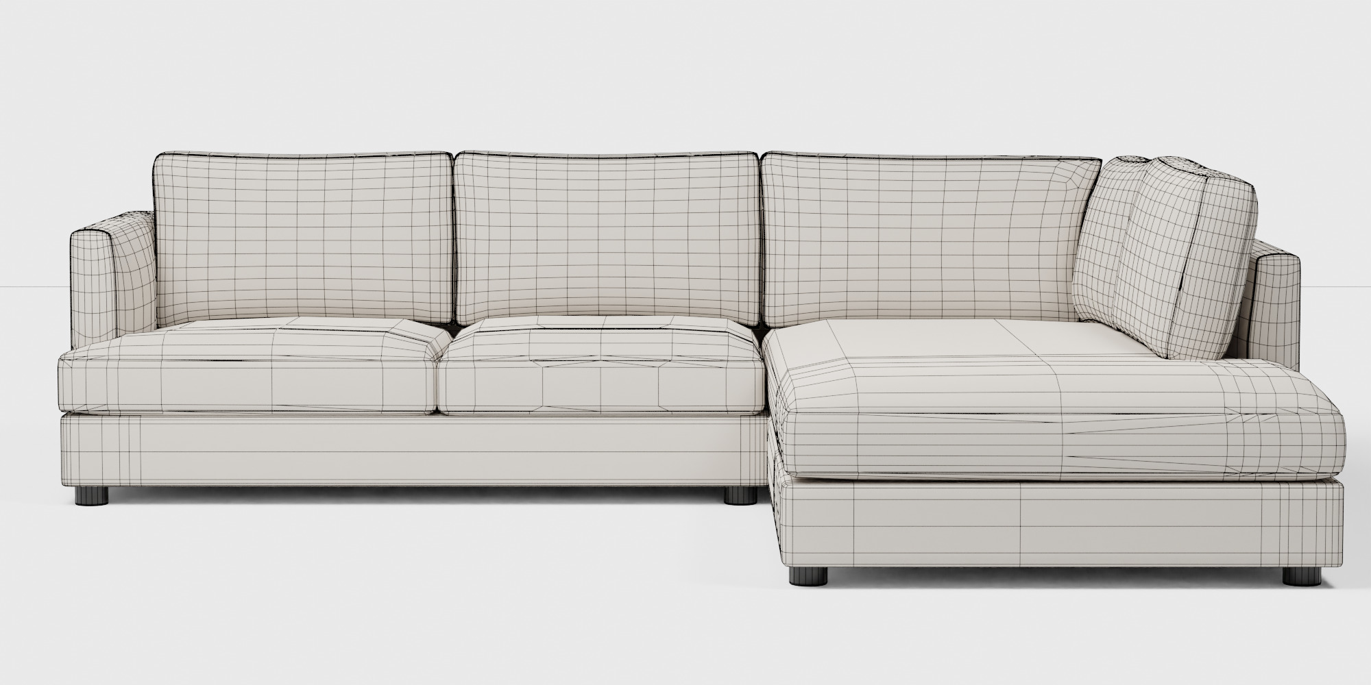 Haven Sectional Set 01 Left Arm Sofa Terminal Chaise Low-poly 3D model_1