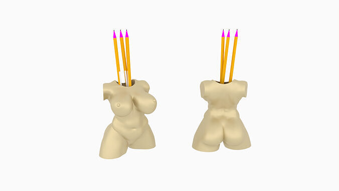 Stylized Woman Body Pencil Holder  3D Printable Desk Accessory 3D print model