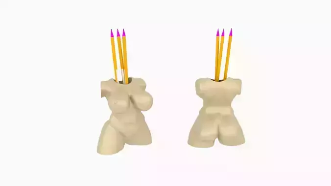 Stylized Woman Body Pencil Holder  3D Printable Desk Accessory