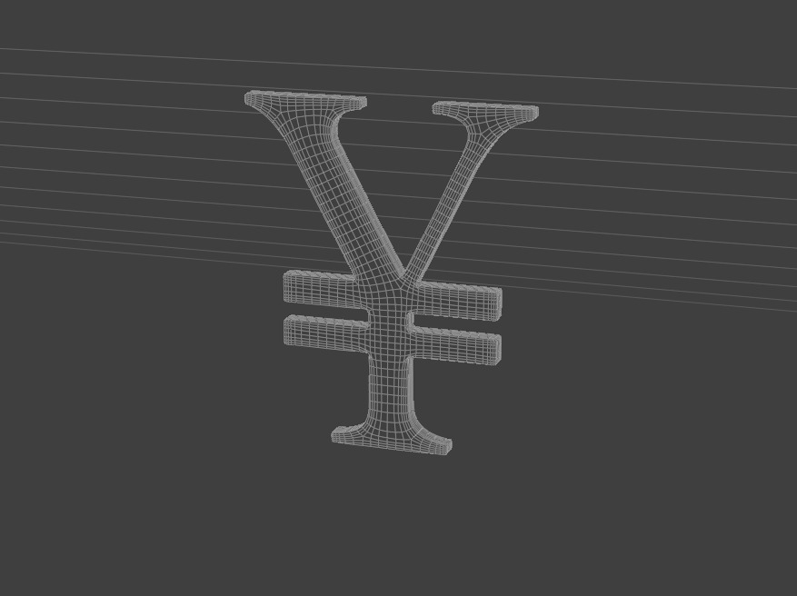 Golden Yen Symbol 3D print model_2