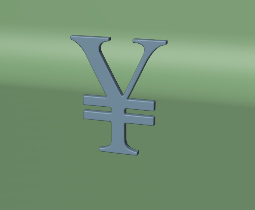 Golden Yen Symbol 3D print model_1