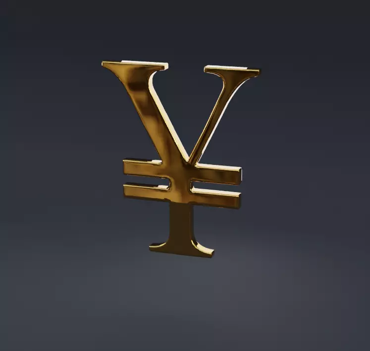 Golden Yen Symbol 3D print model_0