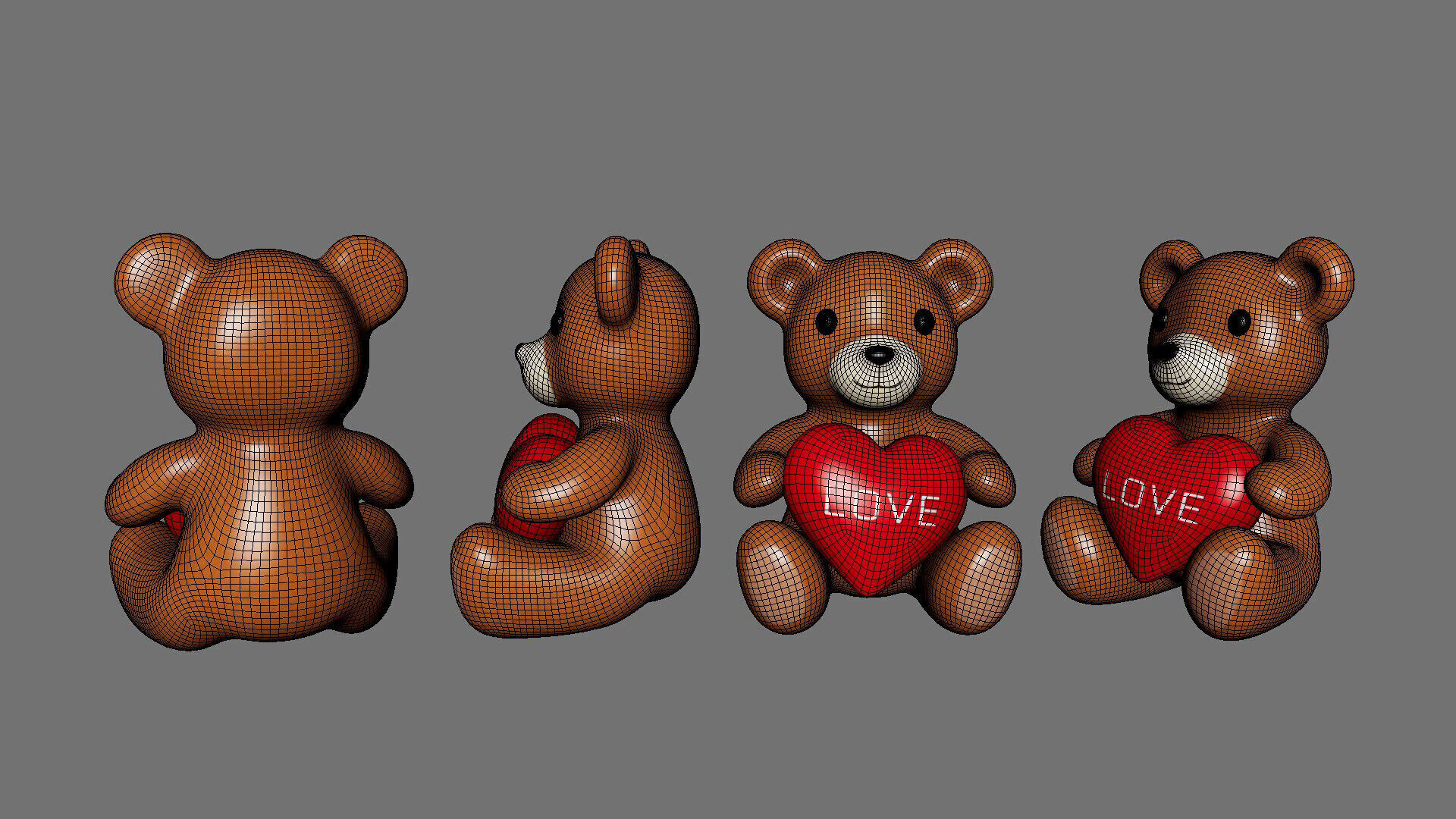 Valentines Day Teddy Bear With Heart  3D model_9