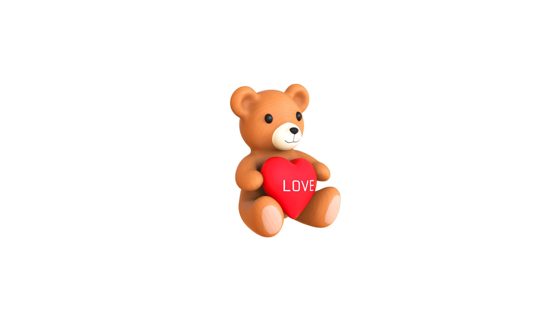 Valentines Day Teddy Bear With Heart  3D model_5