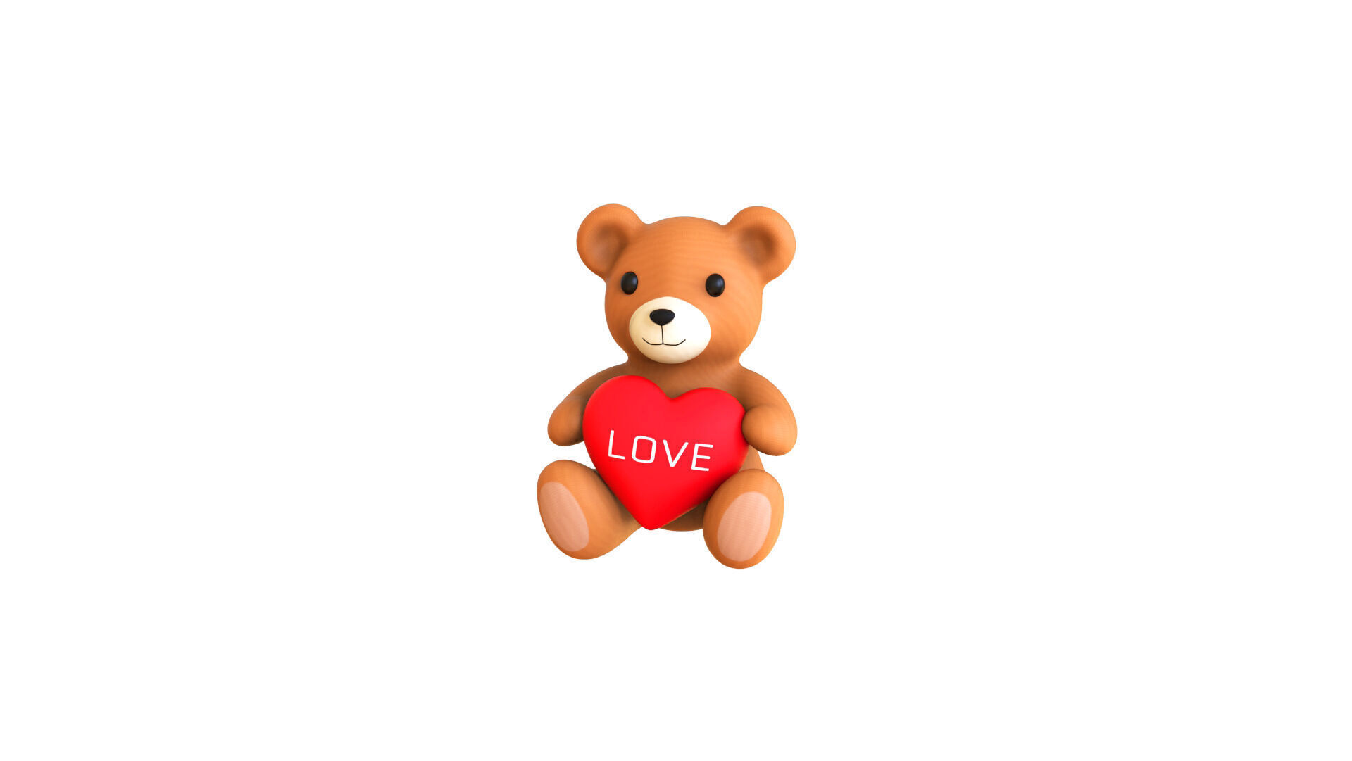 Valentines Day Teddy Bear With Heart  3D model_1