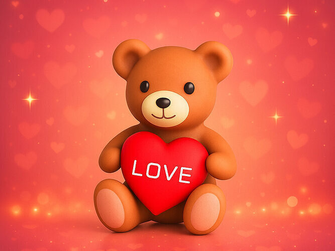 Valentines Day Teddy Bear With Heart  3D model