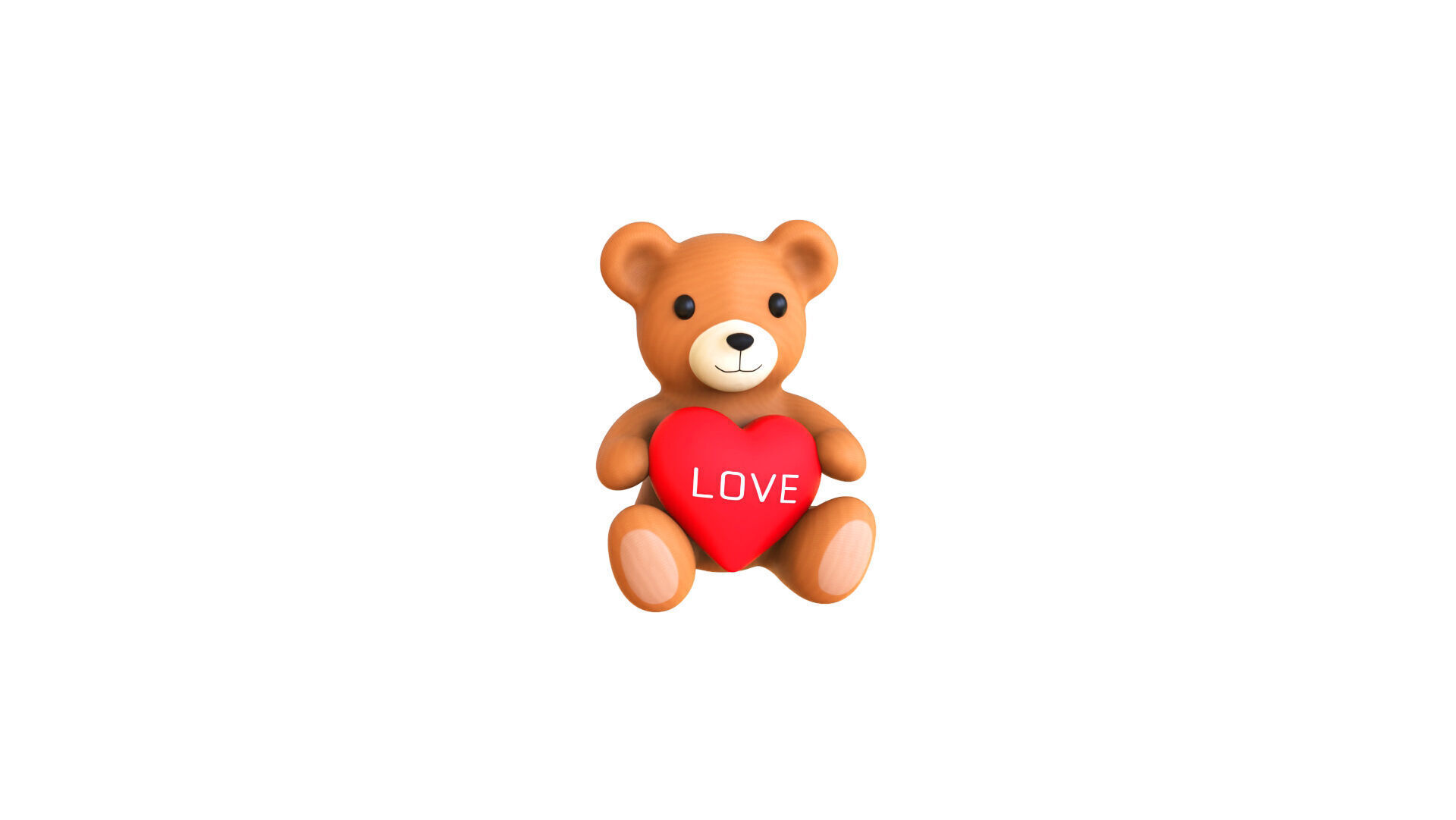 Valentines Day Teddy Bear With Heart  3D model_3