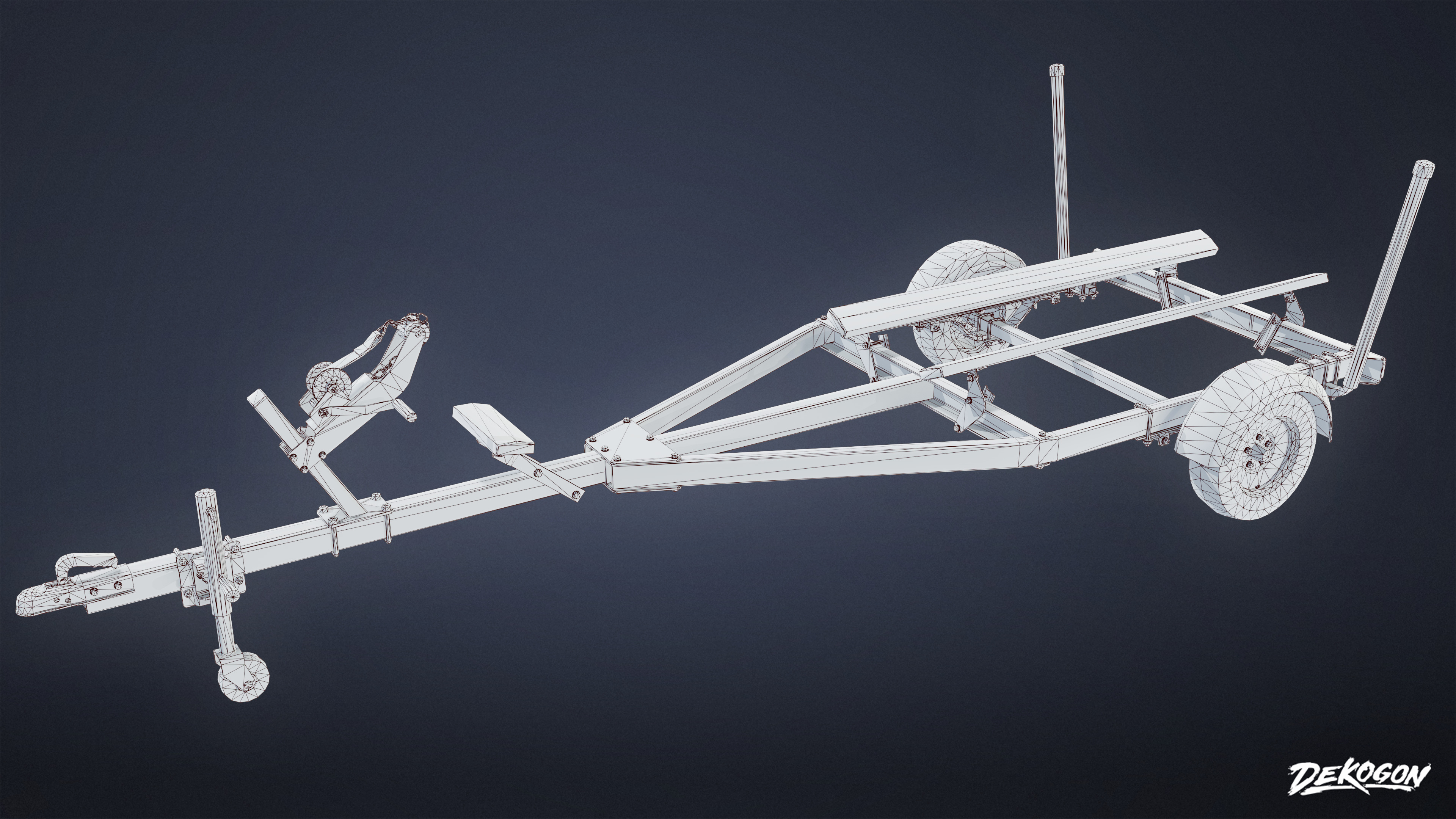 VEHICLES - Boat Trailer 02 - NANITE Low-poly 3D model_9
