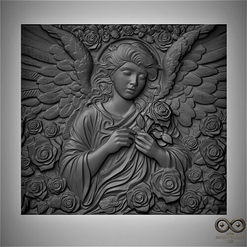 Angel of Roses STL file for 3d printing or CNC or Wood Engraving 3D print model
