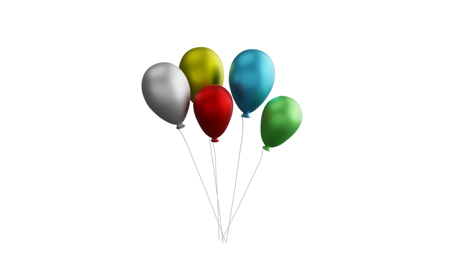 Balloons Bunch Low-poly 3D model_1