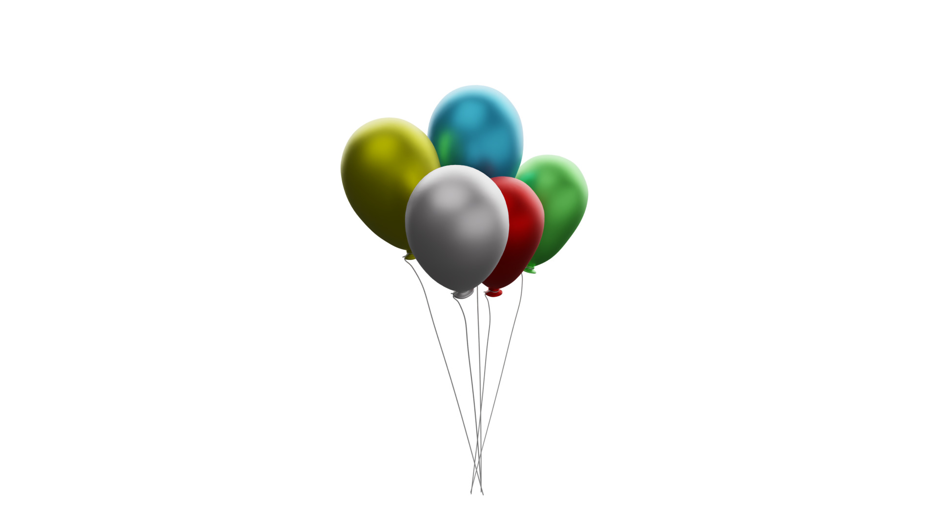 Balloons Bunch Low-poly 3D model_2