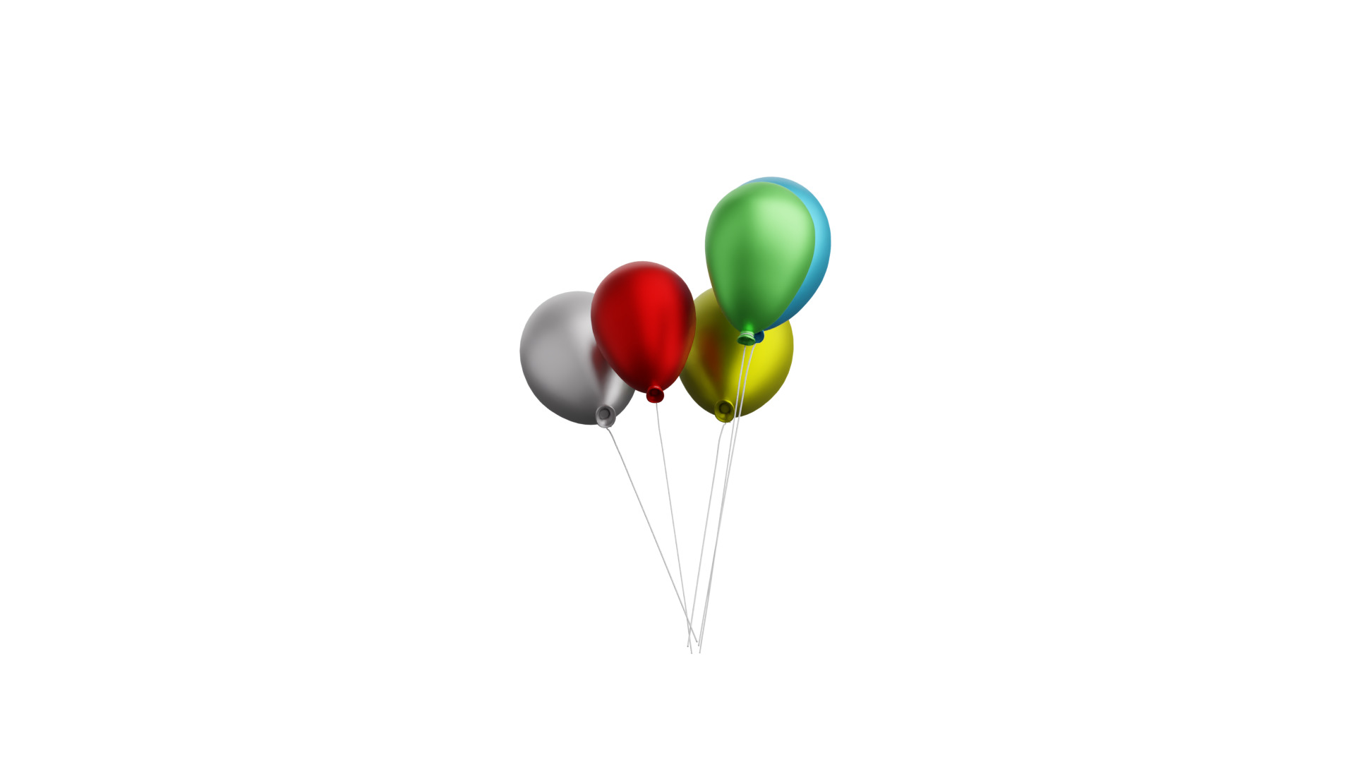 Balloons Bunch Low-poly 3D model_7