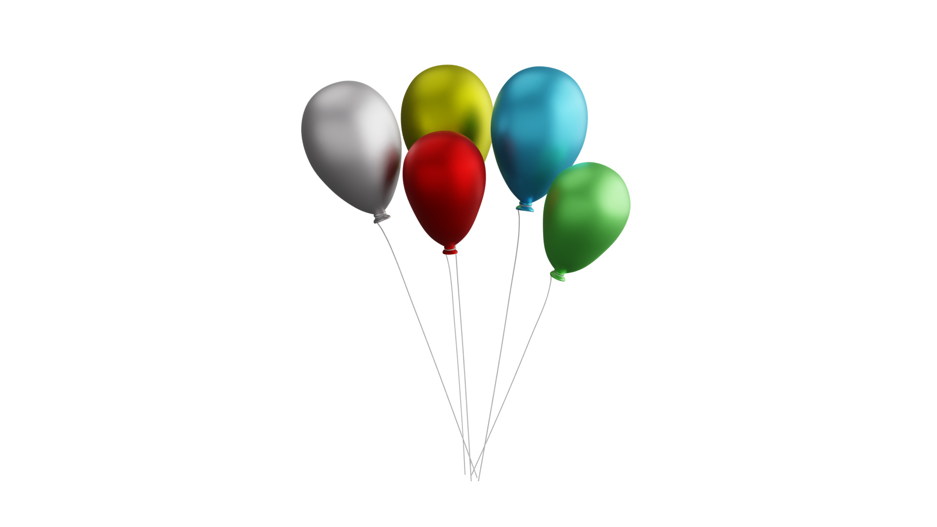 Balloons Bunch Low-poly 3D model_9