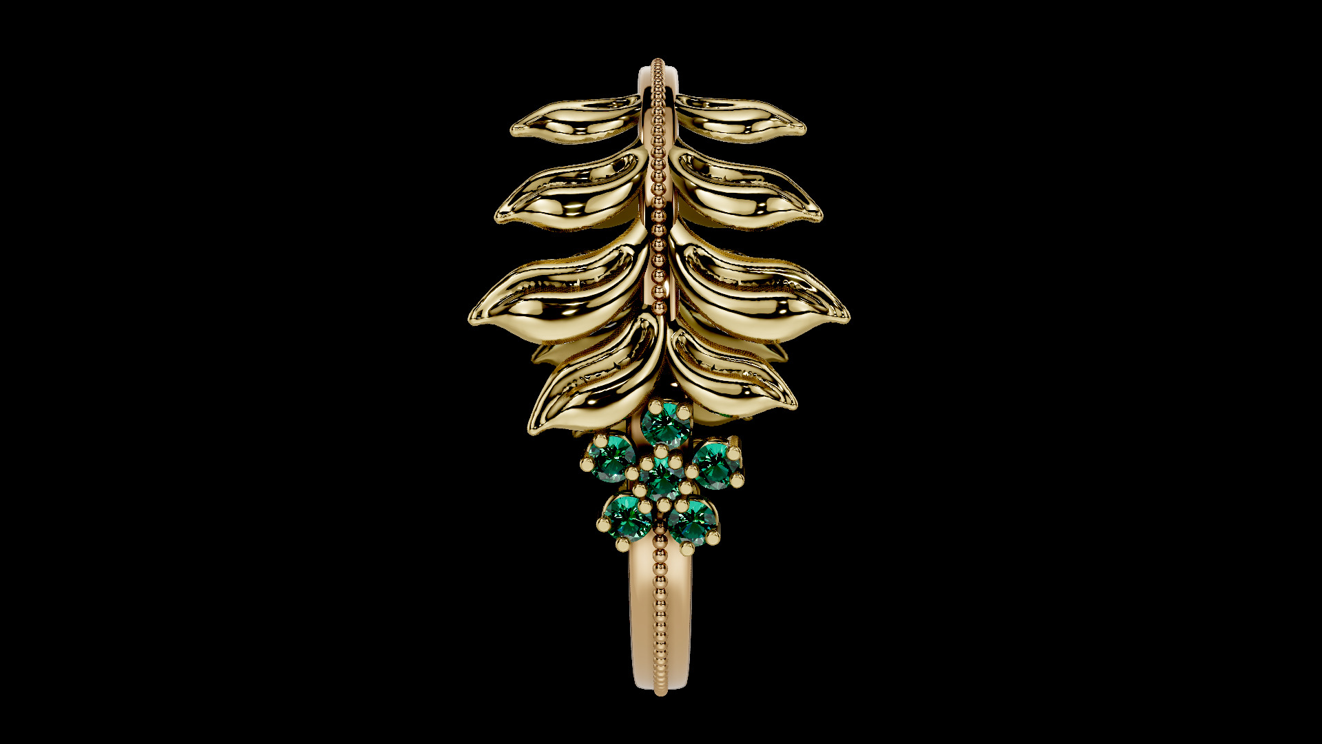 Leaf Diamond Ring with high quality renders 3D print model_2